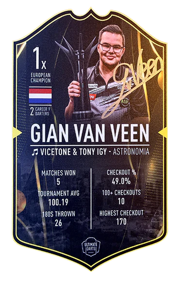 Small Ultimate Darts Card European Champion 2025 Signed!